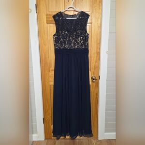 Le Chateau Navy Lace Maxi Dress
